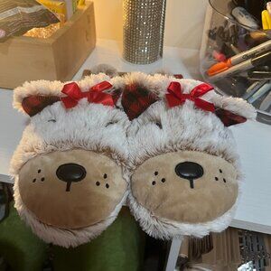 Dearfoams Mama Bear Memory Foam Clog Slippers w. Plush Bear Heads M 7-8 NWT